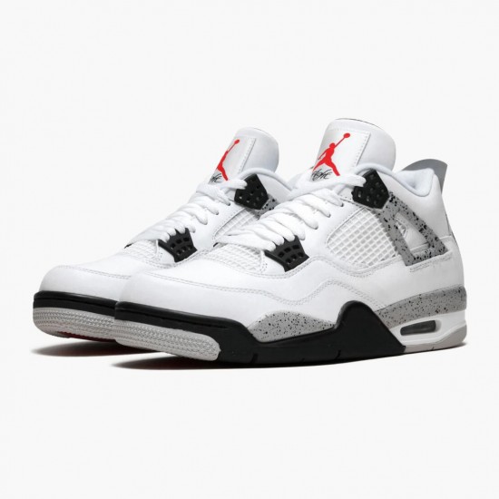 Mens Nike Jordan 4 Retro OG White Cement White/Fire Red-Tech Grey-Black Jordan Shoes