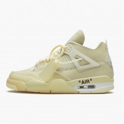 Women's/Men's Nike Jordan 4 Retro Off-White Sail Sail/Muslin White/Black Jordan Shoes