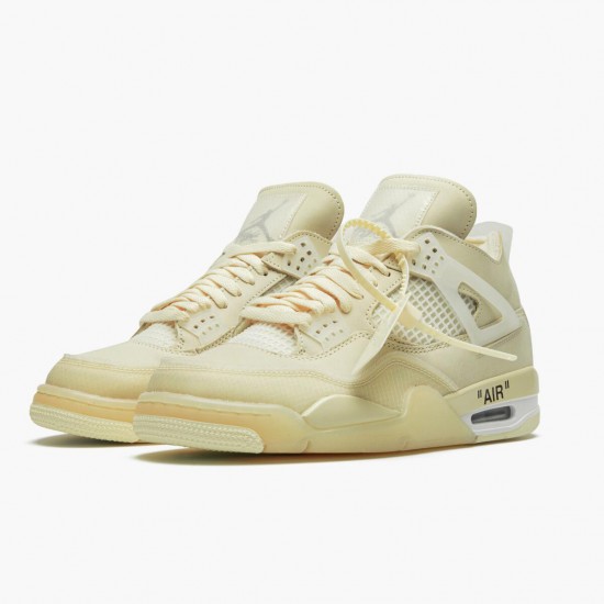 Womens/Mens Nike Jordan 4 Retro Off-White Sail Sail/Muslin White/Black Jordan Shoes