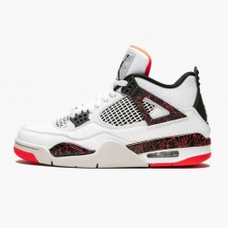 Women's/Men's Nike Jordan 4 Retro Pale Citron White/Black/Bright Crimson/Pale Citron Jordan Shoes