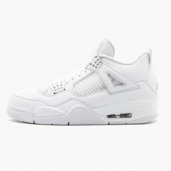 Women's/Men's Nike Jordan 4 Retro Pure Money White/Metallic Silver Jordan Shoes