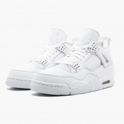 Women's/Men's Nike Jordan 4 Retro Pure Money White/Metallic Silver Jordan Shoes