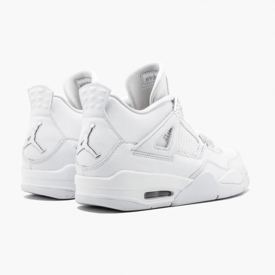 Womens/Mens Nike Jordan 4 Retro Pure Money White/Metallic Silver Jordan Shoes