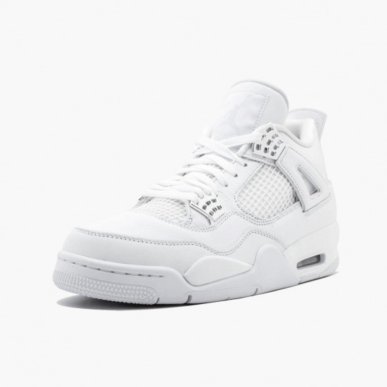 Womens/Mens Nike Jordan 4 Retro Pure Money White/Metallic Silver Jordan Shoes