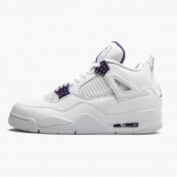 Women's/Men's Nike Jordan 4 Retro Purple Metallic White/Metallic Silver/Court Purple Jordan Shoes