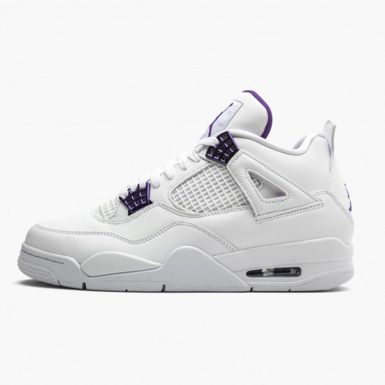 Womens/Mens Nike Jordan 4 Retro Purple Metallic White/Metallic Silver/Court Purple Jordan Shoes