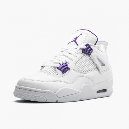 Womens/Mens Nike Jordan 4 Retro Purple Metallic White/Metallic Silver/Court Purple Jordan Shoes