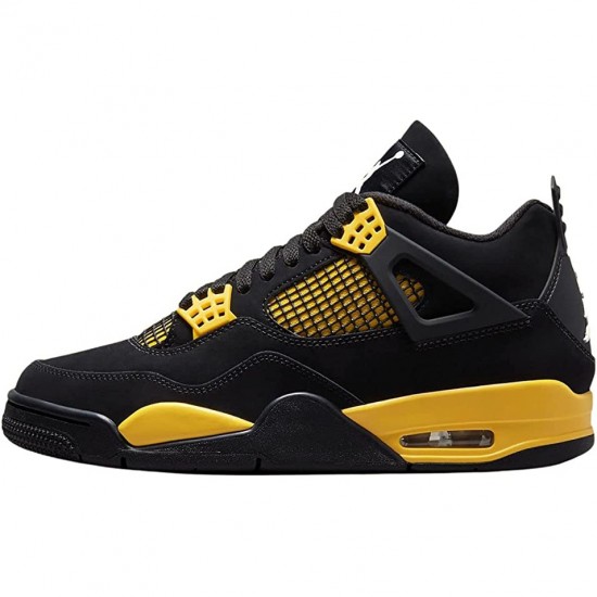 Mens Nike Jordan 4 Retro Thunder 2023 Black/Tour Yellow Jordan Shoes