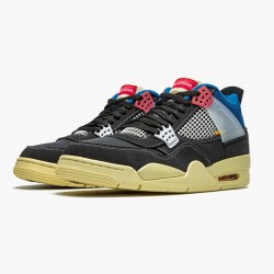 Women's/Men's Nike Jordan 4 Retro Union Off Noir Off Noir/Brigade Blue/Dark Smo Jordan Shoes