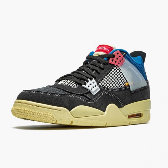 Womens/Mens Nike Jordan 4 Retro Union Off Noir Off Noir/Brigade Blue/Dark Smo Jordan Shoes