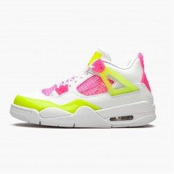 Women's/Men's Nike Jordan 4 Retro White Lemon Pink White/Lemon Venom/Pink Blast Jordan Shoes