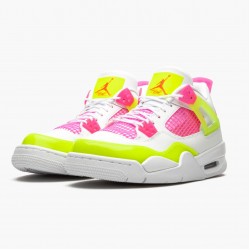 Women's/Men's Nike Jordan 4 Retro White Lemon Pink White/Lemon Venom/Pink Blast Jordan Shoes