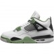 Mens Nike Jordan 4 Retro White Oil Green Dark Ash White/Seafoam/Dark Ash/Neutral Grey Jordan Shoes