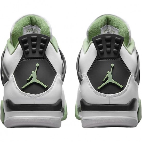 Mens Nike Jordan 4 Retro White Oil Green Dark Ash White/Seafoam/Dark Ash/Neutral Grey Jordan Shoes