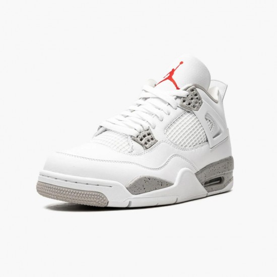 Mens Nike Jordan 4 Retro White Oreo White/Gray Jordan Shoes