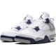 Mens Nike Jordan 4 Midnight Navy White/Midnight Navy/Light Smoke Grey-Fire Red Jordan Shoes