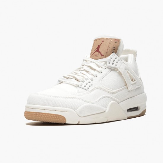 Mens Levis x Nike Jordan 4 Denim White Jordan Shoes