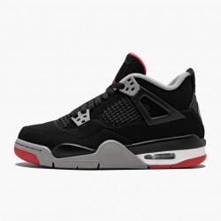 Men's Nike Jordan 4 Retro Bred 2019 Release Black/Cement Grey/Summit White/Fire Red Jordan Shoes