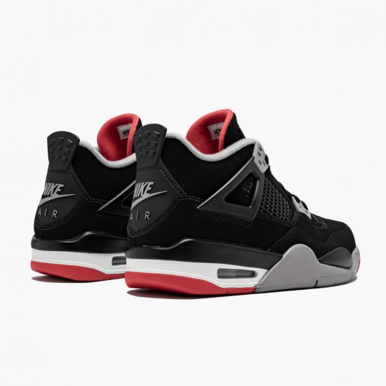 Mens Nike Jordan 4 Retro Bred 2019 Release Black/Cement Grey/Summit White/Fire Red Jordan Shoes