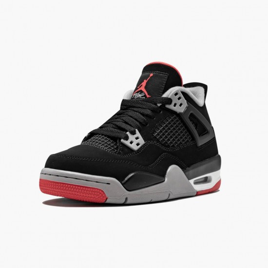 Mens Nike Jordan 4 Retro Bred 2019 Release Black/Cement Grey/Summit White/Fire Red Jordan Shoes