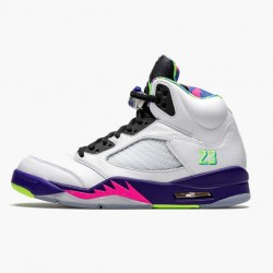 Women's/Men's Nike Jordan 5 Retro Alternate Bel Air White/Court Purple-Racer Pink-Ghost Green Jordan Shoes