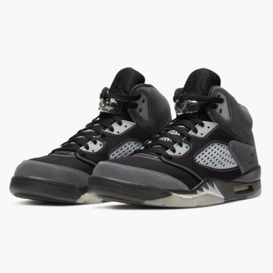 Mens Nike Jordan 5 Retro Anthracite Wolf Grey/Black Jordan Shoes