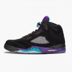 Women's/Men's Nike Jordan 5 Retro Black Grape Black/New Emerald Grape Ice Jordan Shoes