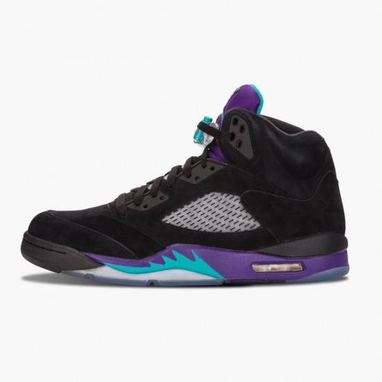 Womens/Mens Nike Jordan 5 Retro Black Grape Black/New Emerald Grape Ice Jordan Shoes