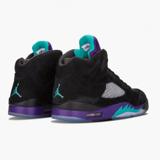 Womens/Mens Nike Jordan 5 Retro Black Grape Black/New Emerald Grape Ice Jordan Shoes