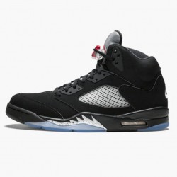 Women's/Men's Nike Jordan 5 Retro Black Metallic Black/Metallic Silver Jordan Shoes