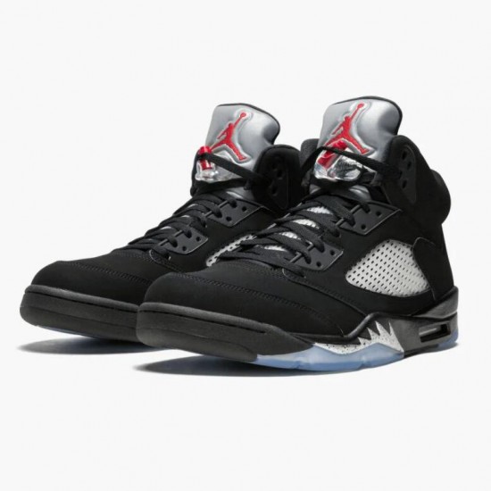 Womens/Mens Nike Jordan 5 Retro Black Metallic Black/Metallic Silver Jordan Shoes