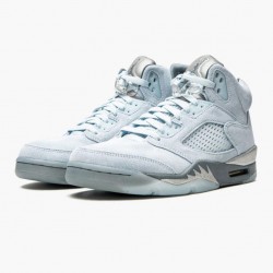 Women's/Men's Nike Jordan 5 Retro Bluebird With Silver White Photo Blue/Football Grey/Metallic Silver/White Jordan Shoes