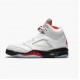 Mens Nike Jordan 5 Retro Fire Red Silver Tongue True White/Fire Red/Black Jordan Shoes