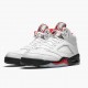 Mens Nike Jordan 5 Retro Fire Red Silver Tongue True White/Fire Red/Black Jordan Shoes