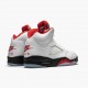 Mens Nike Jordan 5 Retro Fire Red Silver Tongue True White/Fire Red/Black Jordan Shoes