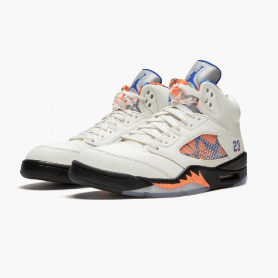 Womens/Mens Nike Jordan 5 Retro International Flight Sail/Racer Blue-Cone Black Jordan Shoes