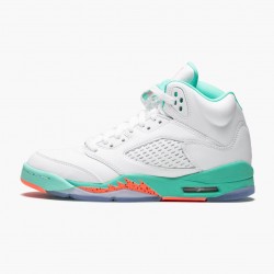 Women's/Men's Nike Jordan 5 Retro Light Aqua White/Crimson Pulse-Light Aqua Jordan Shoes