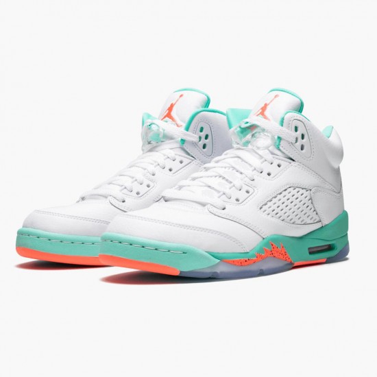 Womens/Mens Nike Jordan 5 Retro Light Aqua White/Crimson Pulse-Light Aqua Jordan Shoes