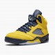 Womens/Mens Nike Jordan 5 Retro Michigan 2019 AmarilloCollege Navy Amarillo/College Navy-Amarillo Jordan Shoes