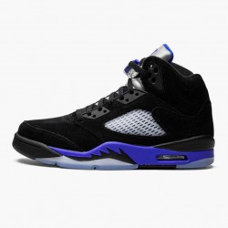 Women's/Men's Nike Jordan 5 Retro Racer Blue With Black Blue Black/Racer Blue/Reflective Silver Jordan Shoes