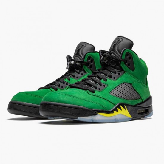 Womens/Mens Nike Jordan 5 Retro SE Oregon Green Yellow Apple Green/Black/Yellow Strike/Black Jordan Shoes