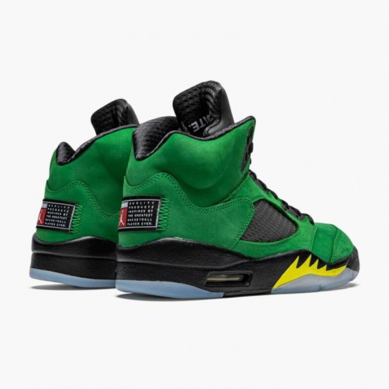 Womens/Mens Nike Jordan 5 Retro SE Oregon Green Yellow Apple Green/Black/Yellow Strike/Black Jordan Shoes