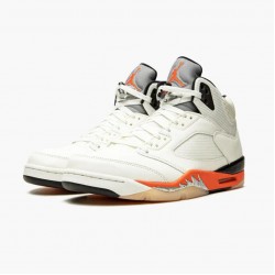 Women's/Men's Nike Jordan 5 Retro Shattered Backboard Sail Orange/Black Jordan Shoes