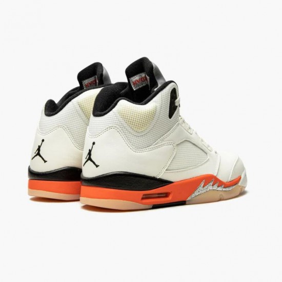 Womens/Mens Nike Jordan 5 Retro Shattered Backboard Sail Orange/Black Jordan Shoes