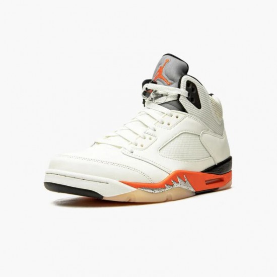 Womens/Mens Nike Jordan 5 Retro Shattered Backboard Sail Orange/Black Jordan Shoes