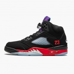 Men's Nike Jordan 5 Retro Top 3 Black/Fire Red/Grape Ice New E Jordan Shoes
