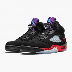 Men's Nike Jordan 5 Retro Top 3 Black/Fire Red/Grape Ice New E Jordan Shoes