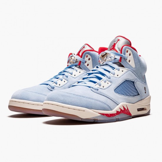 Womens/Mens Nike Jordan 5 Retro Trophy Room Ice Blue Ice Blue/University Red Sail M Jordan Shoes