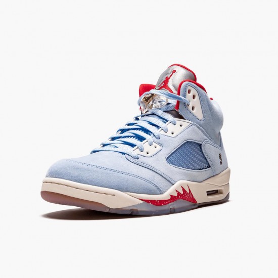 Womens/Mens Nike Jordan 5 Retro Trophy Room Ice Blue Ice Blue/University Red Sail M Jordan Shoes