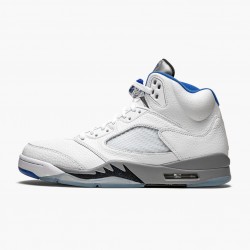 Men's Nike Jordan 5 Retro White Stealth White/Stealth Black/Hyper Roya Jordan Shoes